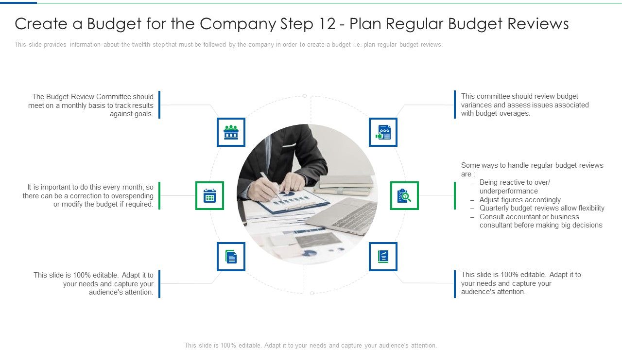 Create_A_Budget_For_The_Company_Step_12_Plan_Regular_Budget_Reviews_Icons_PDF_Slide_1.jpg