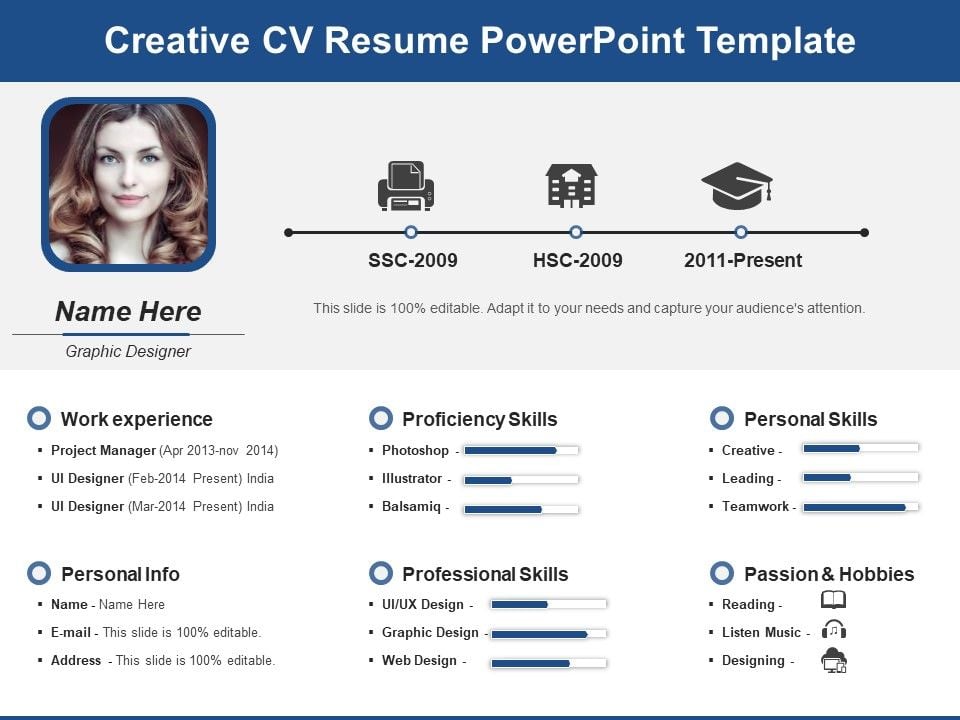 Creative CV Resume PowerPoint Template Ppt PowerPoint Presentation ...