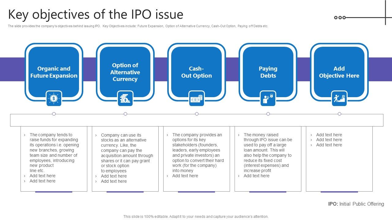 Credit_Resources_For_New_Business_Key_Objectives_Of_The_IPO_Issue_Ppt_Icon_Shapes_PDF_Slide_1.jpg
