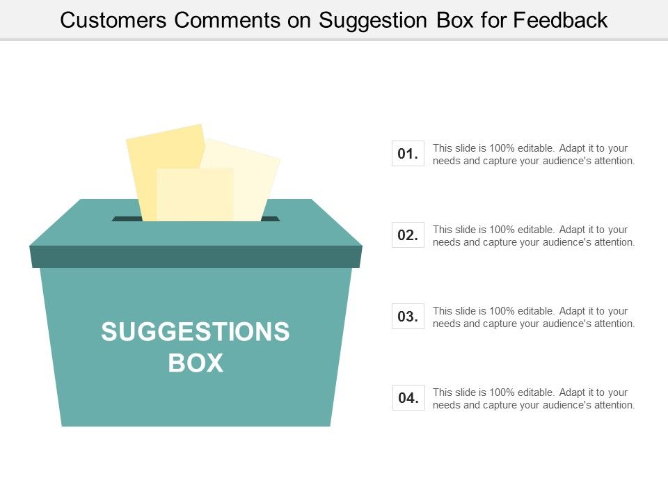 Customers Comments On Suggestion Box For Feedback Ppt Powerpoint