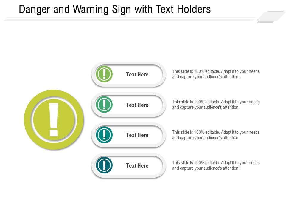 Danger And Warning Sign With Text Holders Ppt PowerPoint Presentation Gallery Graphics Download PDF Slide01
