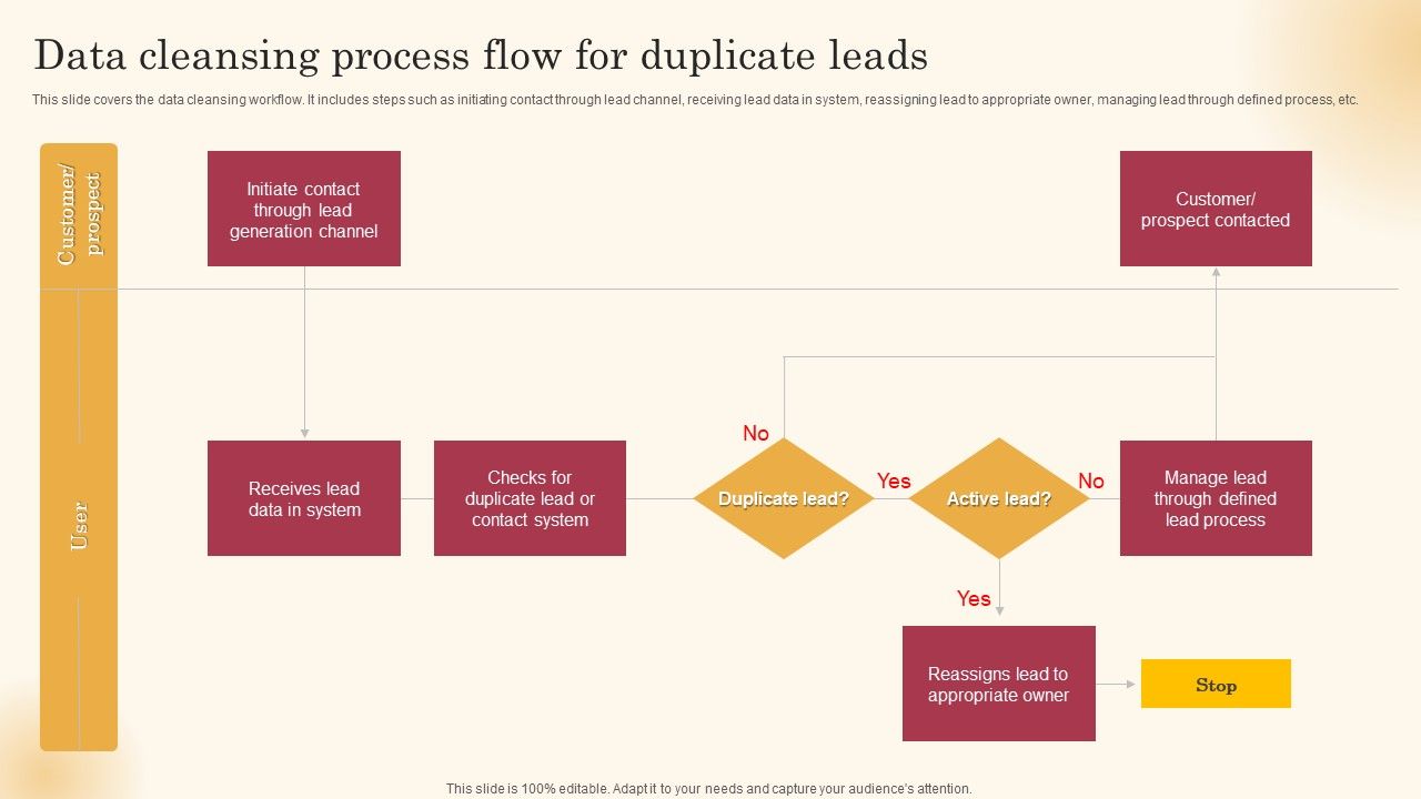 Data Cleansing Process Flow For Duplicate Leads Improving Lead ...