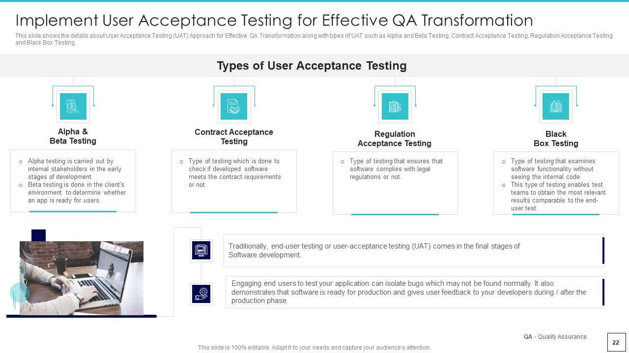 Deploying Quality Assurance QA Transformation Tools And Strategies Ppt PowerPoint Presentation Complete Deck With Slides Slide22