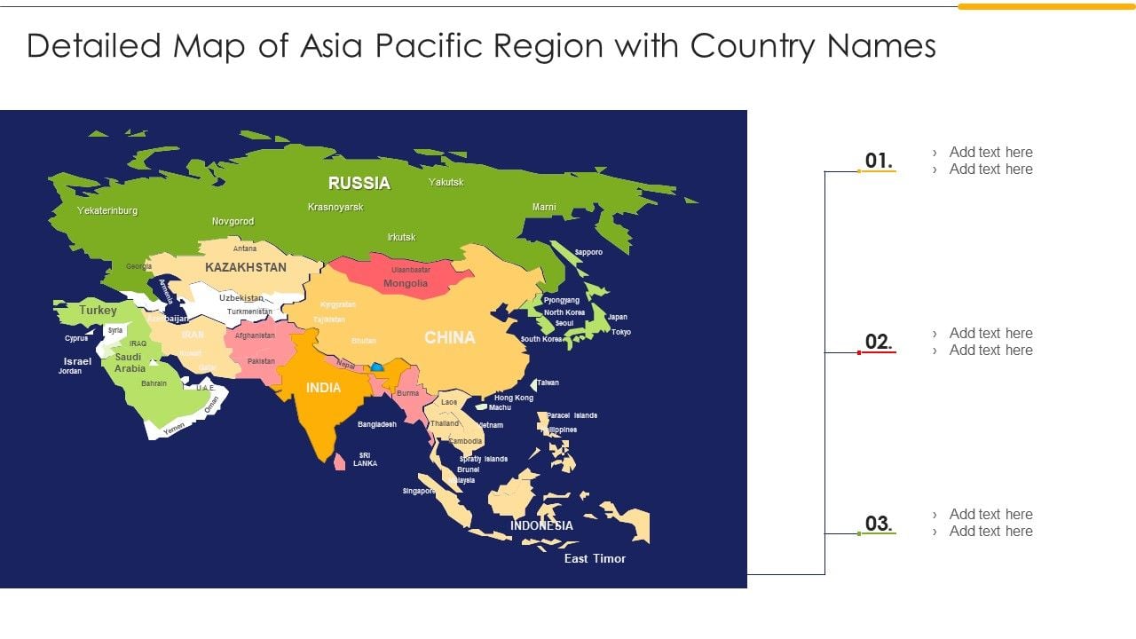 Detailed Map Of Asia Pacific Region With Country Names Ppt Icon Images PDF Slide01