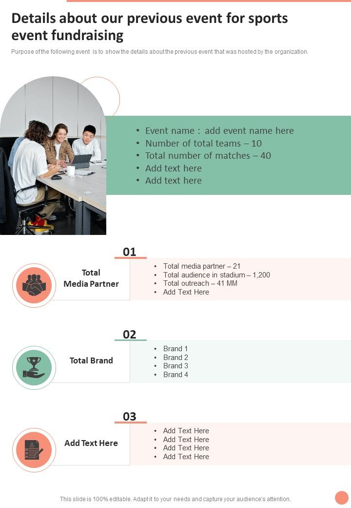 Details About Our Previous Event For Sports Event Fundraising One Pager