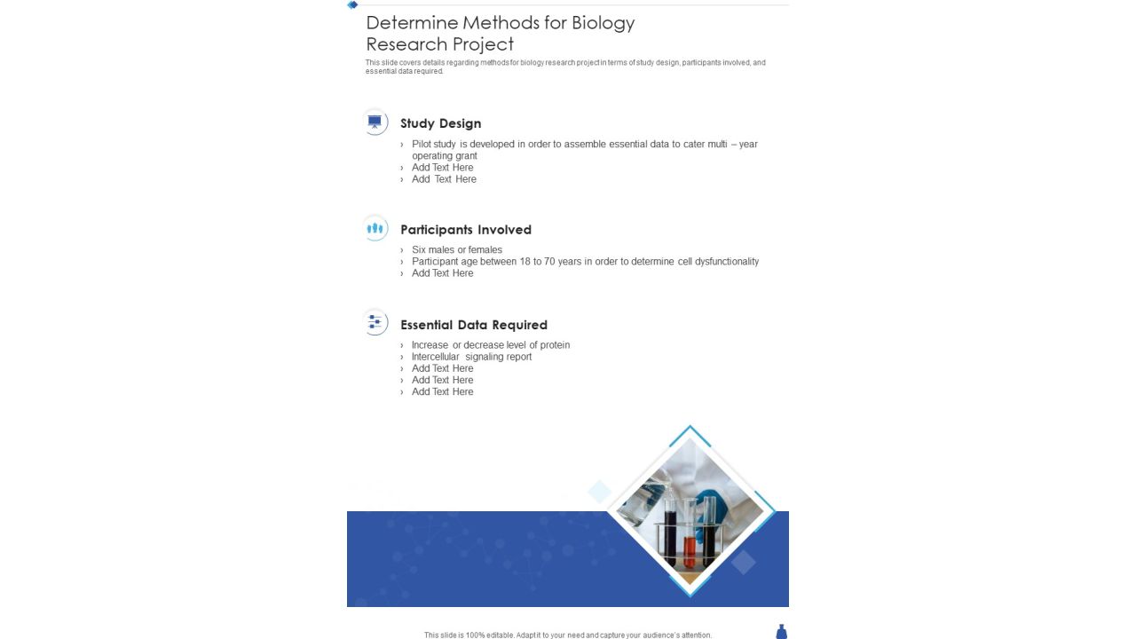 Determine Methods For Biology Research Project One Pager Sample Example Document Slide01