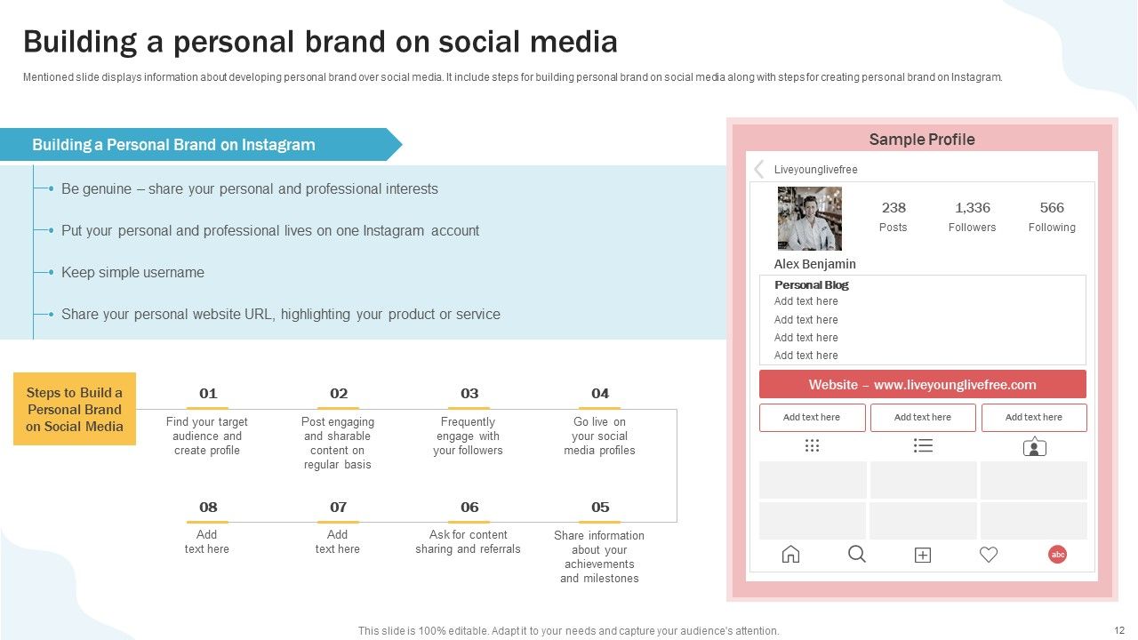 Developing Personal Brand On Social Media Channels Ppt PowerPoint Presentation Complete Deck With Slides Slide12