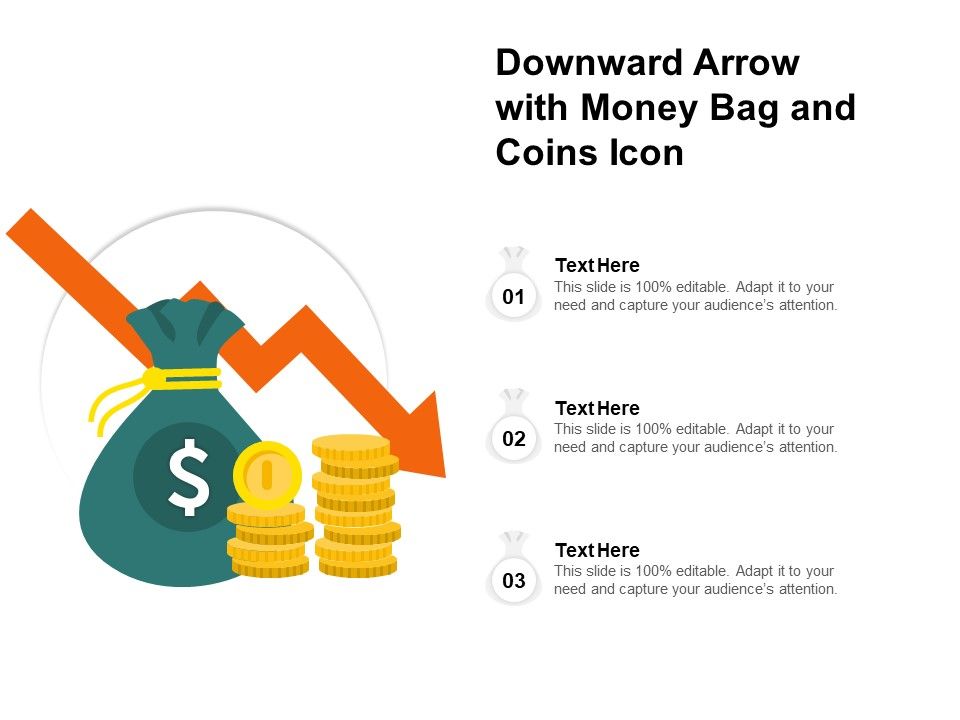 Downward_Arrow_With_Money_Bag_And_Coins_Icon_Ppt_PowerPoint_Presentation_File_Graphics_Tutorials_PDF_Slide_1.jpg