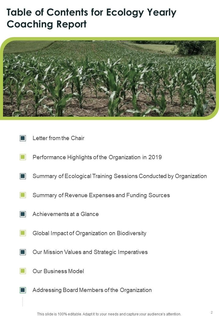 Ecology Yearly Coaching Report One Pager Documents