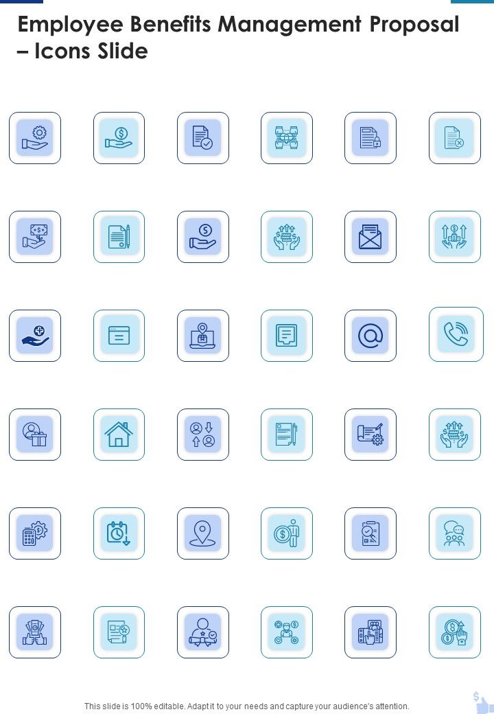 Employee Benefits Management Proposal Icons Slide One Pager Sample Example Document Slide01