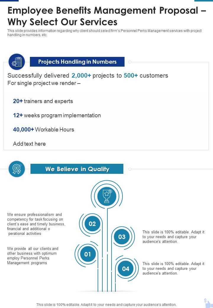Employee Benefits Management Proposal Why Select Our Services One Pager