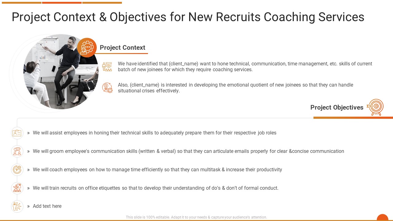 Executive_Job_Training_Project_Context_And_Objectives_For_New_Recruits_Coaching_Services_Guidelines_PDF_Slide_1.jpg