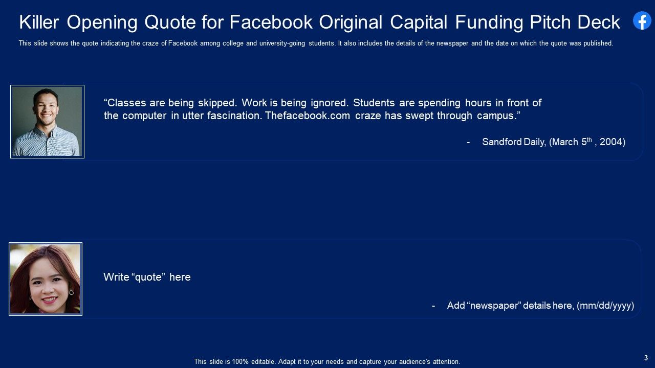 Facebook Original Capital Funding Pitch Deck Ppt PowerPoint Presentation Complete Deck With Slides Slide03