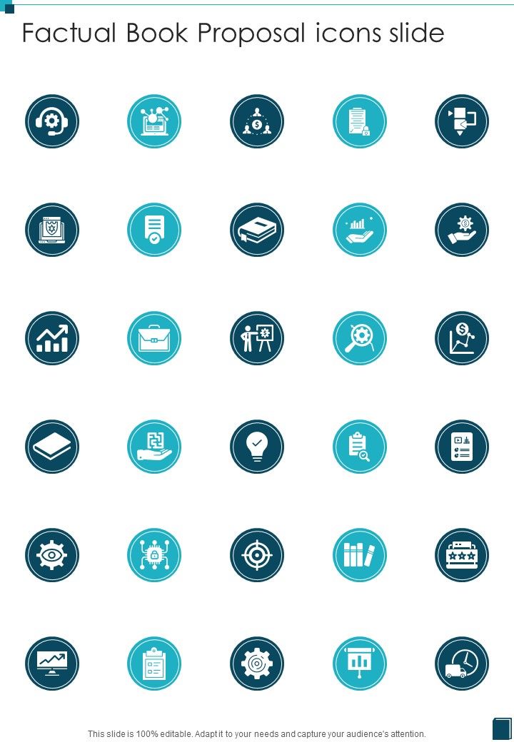 Factual Book Proposal Icons Slide One Pager Sample Example Document Slide01