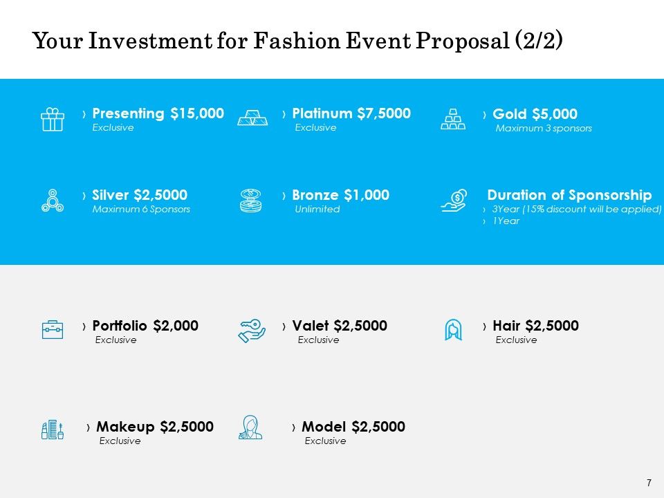 Fashion Event Proposal Ppt PowerPoint Presentation Complete Deck With Slides Slide07