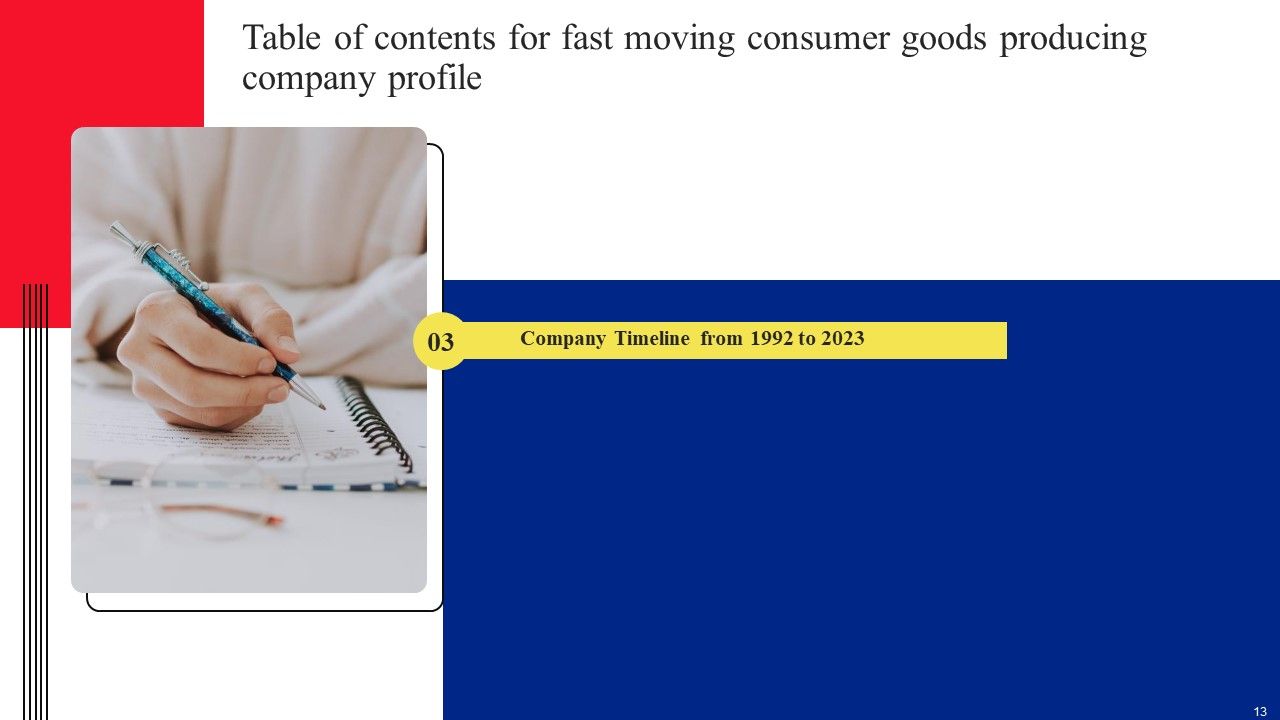 Fast Moving Consumer Goods Producing Company Profile Ppt PowerPoint Presentation Complete Deck With Slides Slide13