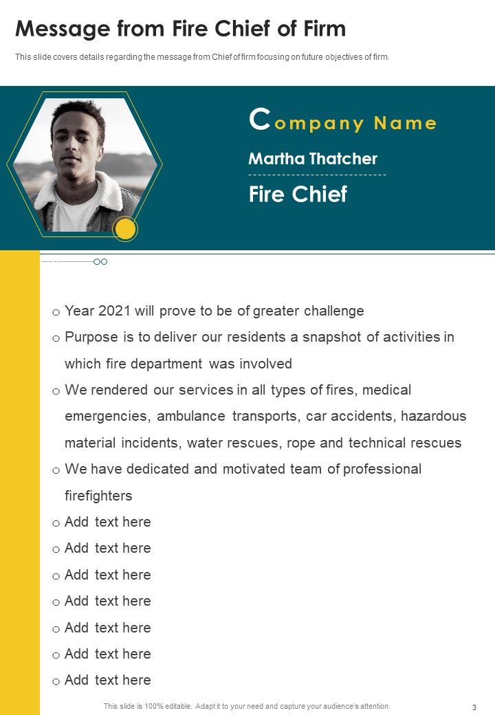 Fire Department Yearly Summary One Pager Documents