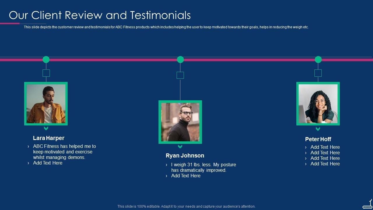 Fitness Tracker App Startup Investor Presentation Our Client Review And