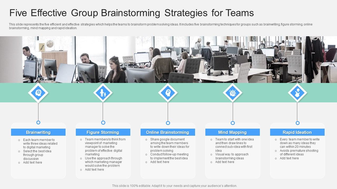 Five Effective Group Brainstorming Strategies For Teams Ppt Outline Five Effective Group Brainstorming Strategies For Teams Ppt Outline