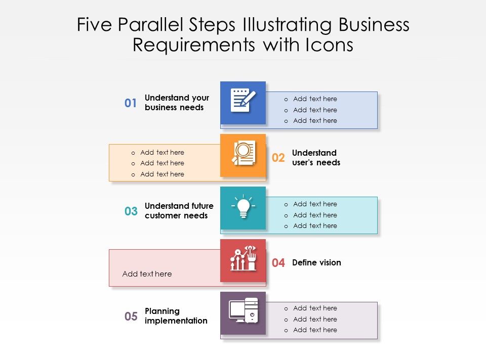 Five_Parallel_Steps_Illustrating_Business_Requirements_With_Icons_Ppt_PowerPoint_Presentation_Slides_Deck_PDF_Slide_1.jpg