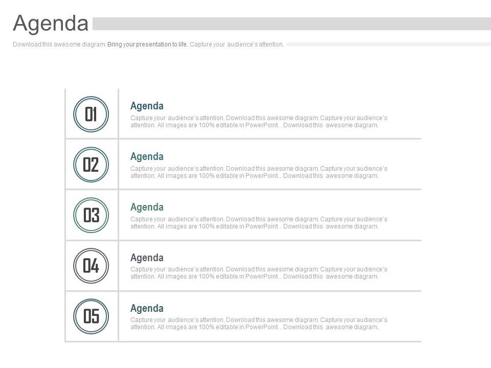 Five Points Business Agenda Diagram Powerpoint Slides Five Points Business Agenda Diagram Powerpoint Slides