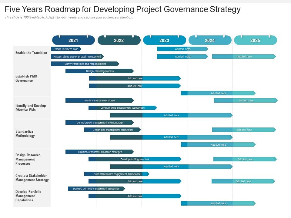 Five Years Roadmap For Developing Project Governance Strategy Infographics