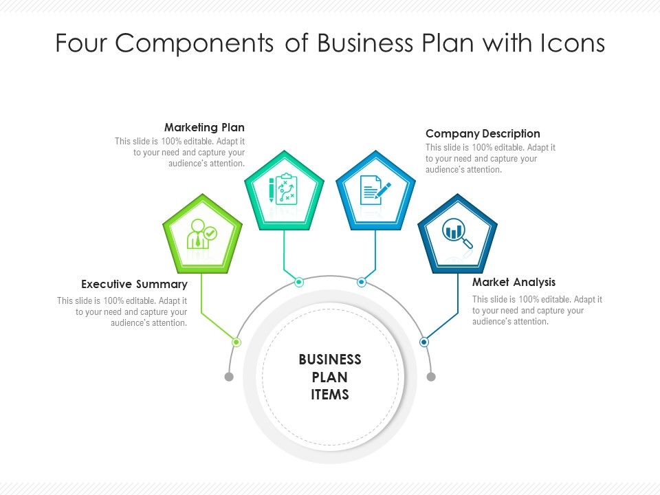 Four_Components_Of_Business_Plan_With_Icons_Ppt_PowerPoint_Presentation_File_Brochure_PDF_Slide_1.jpg