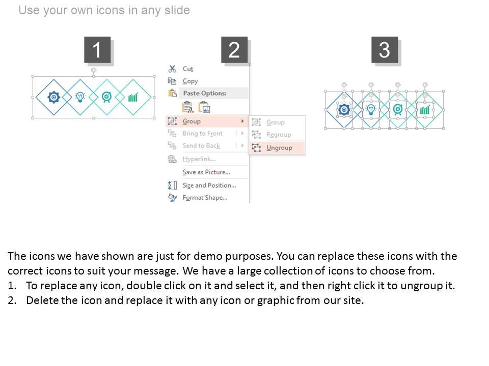 Four Overlapping Steps With Icons Powerpoint Template