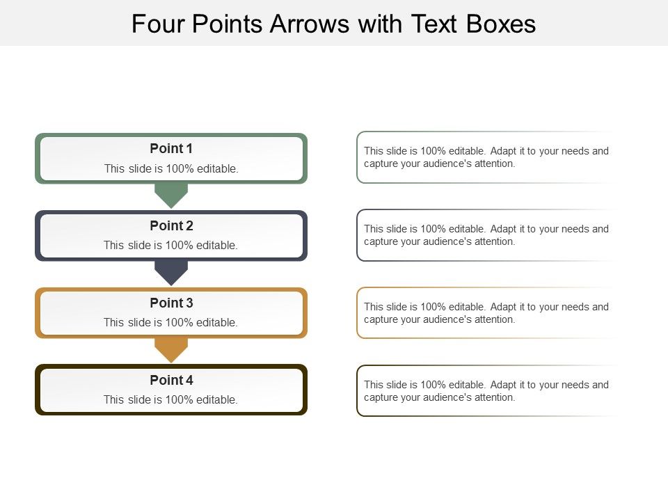 Four Points Arrows With Text Boxes Ppt PowerPoint Presentation Infographics Graphic Tips Slide01
