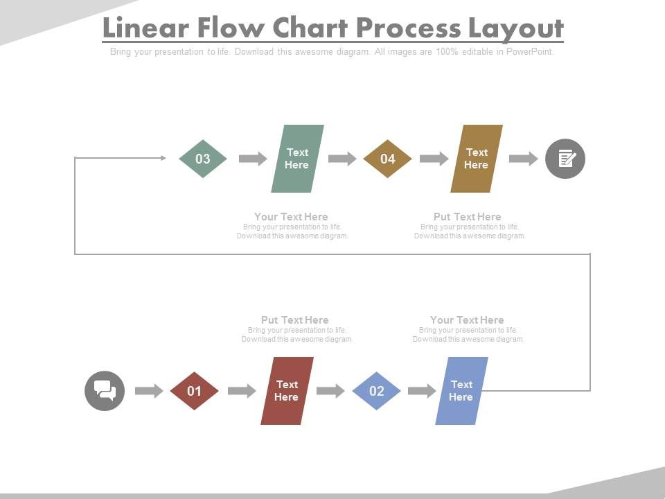 Four Steps In Linear Flow Chart Powerpoint Slides