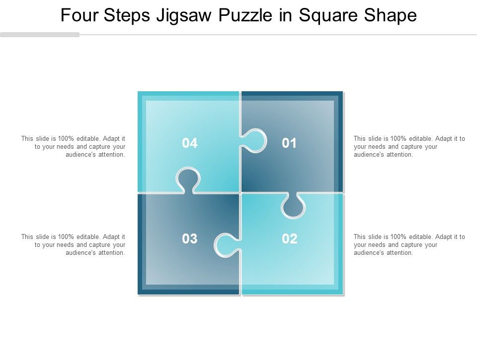 Four Steps Jigsaw Puzzle In Square Shape Ppt Powerpoint Presentation Show Visual Aids Slide01