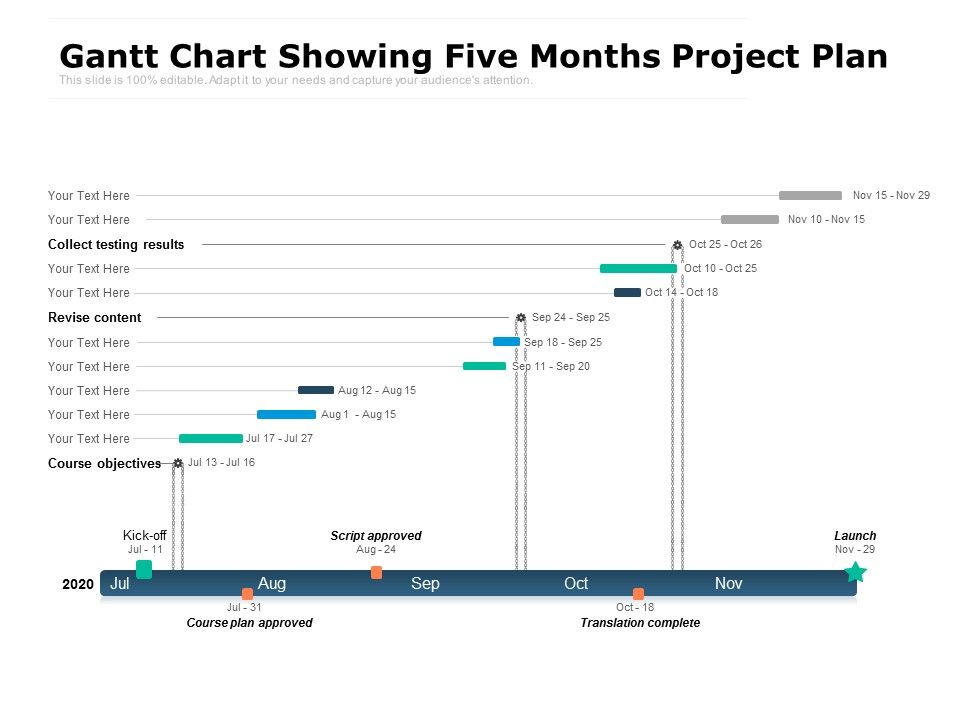 Gantt Chart Showing Five Months Project Plan Ppt PowerPoint Presentation Ga