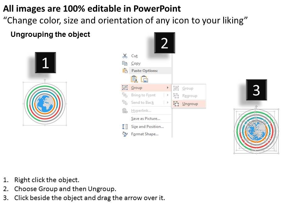 Globe With Concentric Circle Diagram Powerpoint Template