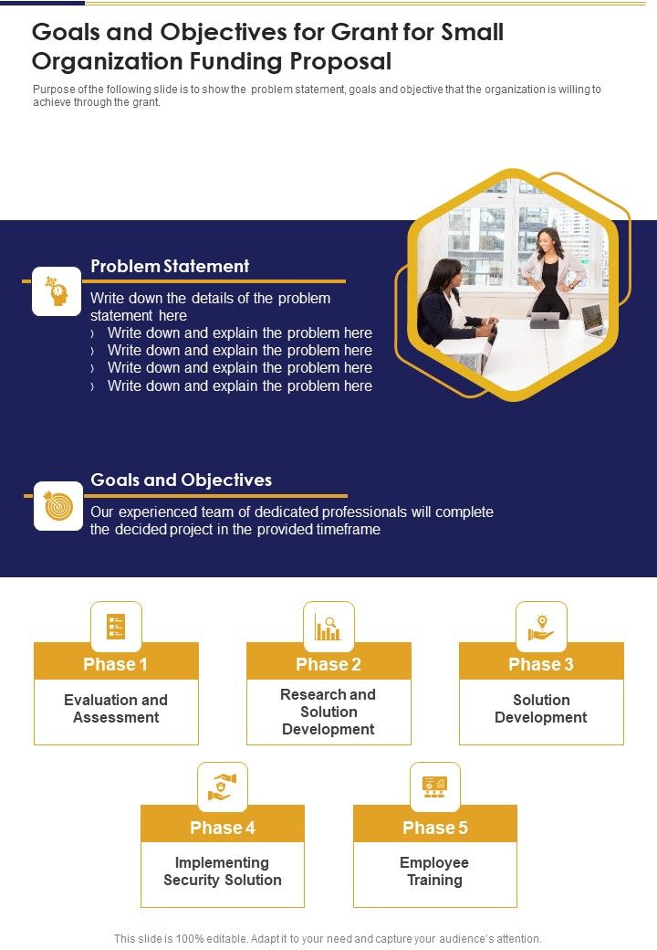 Goals And Objectives For Grant For Small Organization Funding Proposal One