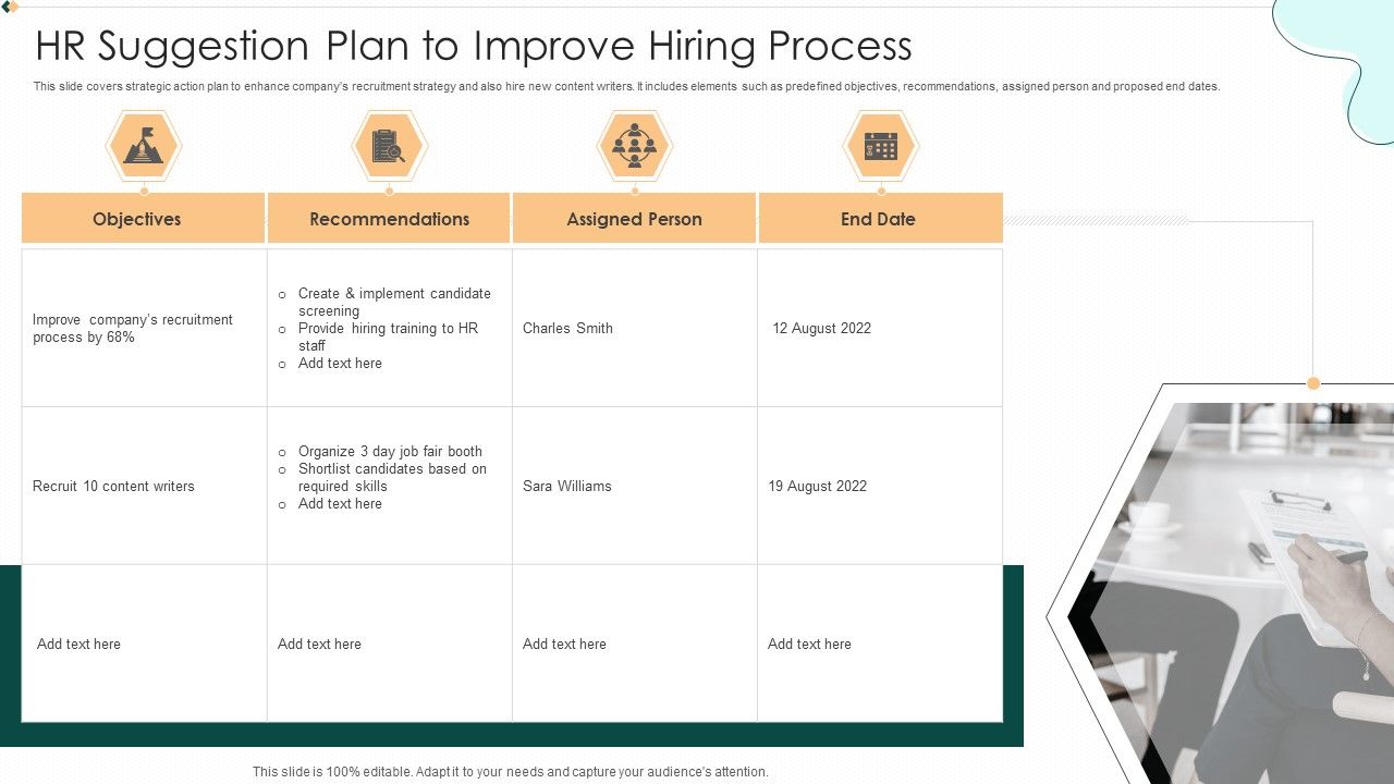 HR Suggestion Plan To Improve Hiring Process Brochure PDF