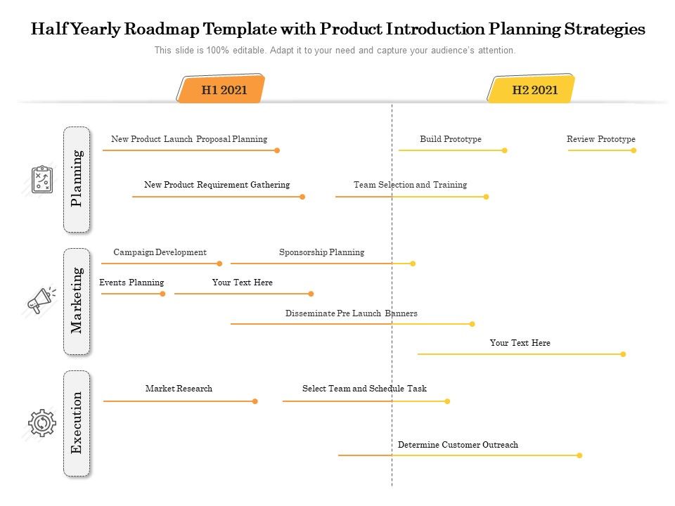 Half Yearly Roadmap Template With Product Introduction Planning
