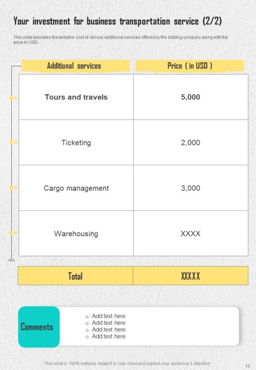 Hiring Proposal For Business Transportation Service Example Document Report Doc Pdf Ppt Slide13