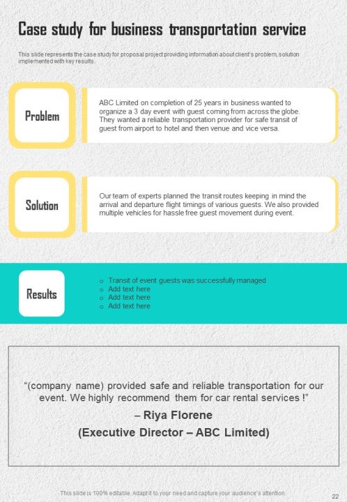 Hiring Proposal For Business Transportation Service Example Document Report Doc Pdf Ppt Slide22