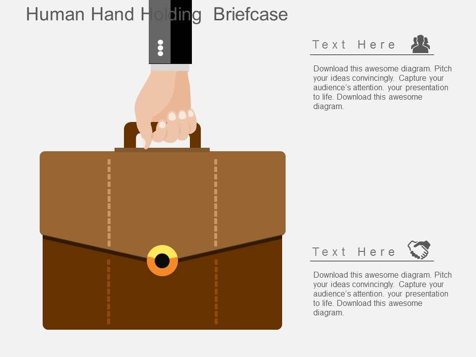 Human Hand Holding Briefcase Powerpoint Templates