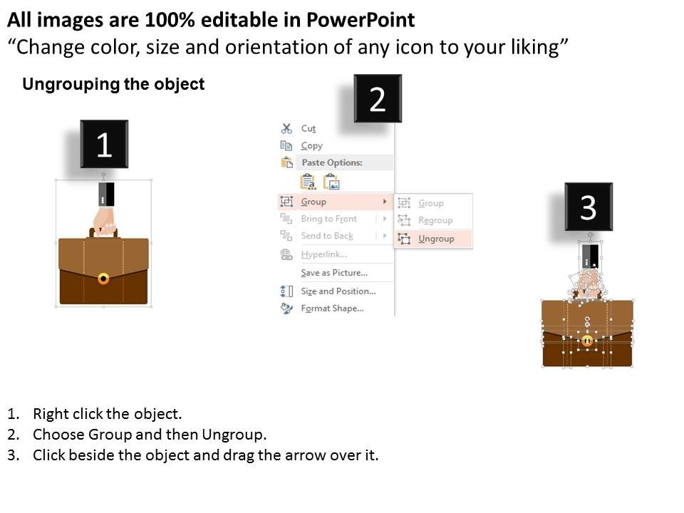 Human Hand Holding Briefcase Powerpoint Templates