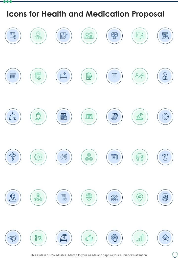 Icons For Health And Medication Proposal One Pager Sample Example Document Slide01
