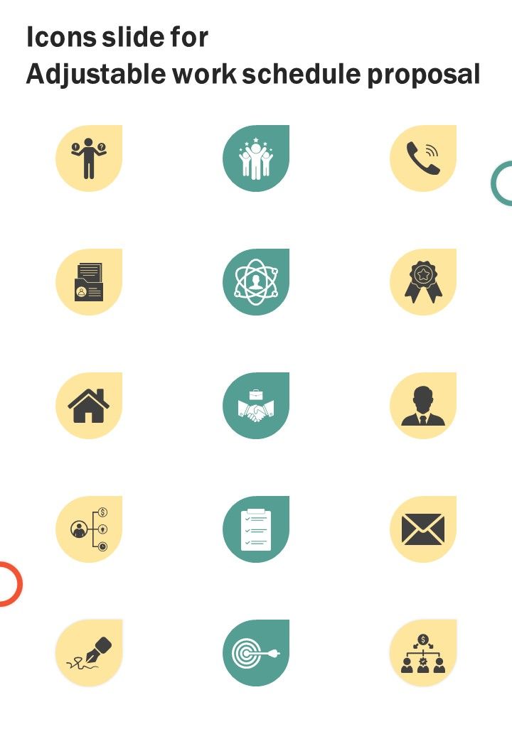 Icons Slide For Adjustable Work Schedule Proposal One Pager Sample Example Document Slide01