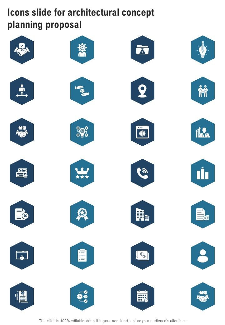 Icons Slide For Architectural Concept Planning Proposal One Pager Sample Example Document Slide01