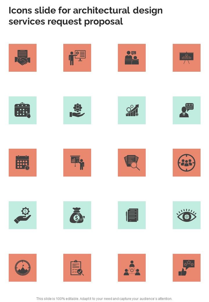 Icons Slide For Architectural Design Services Request Proposal One Pager Sample Example Document Slide01