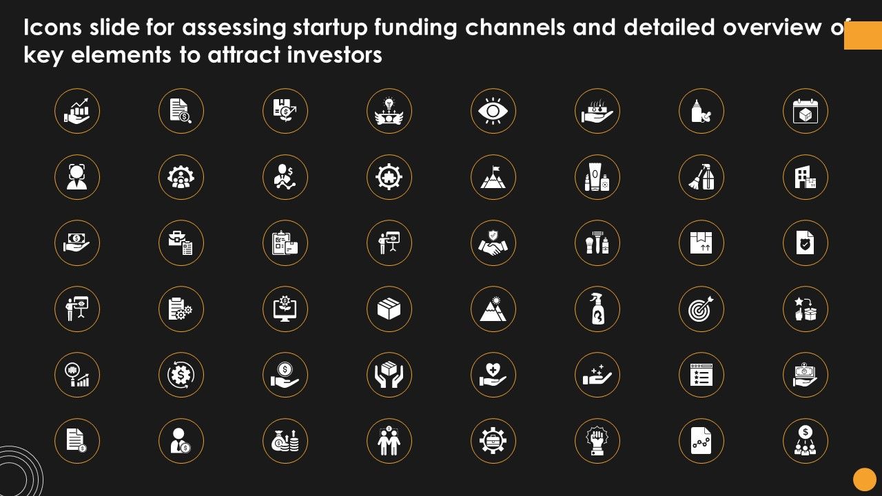 Icons_Slide_For_Assessing_Startup_Funding_Channels_And_Detailed_Overview_Of_Key_Elements_Background_PDF_Slide_1.jpg