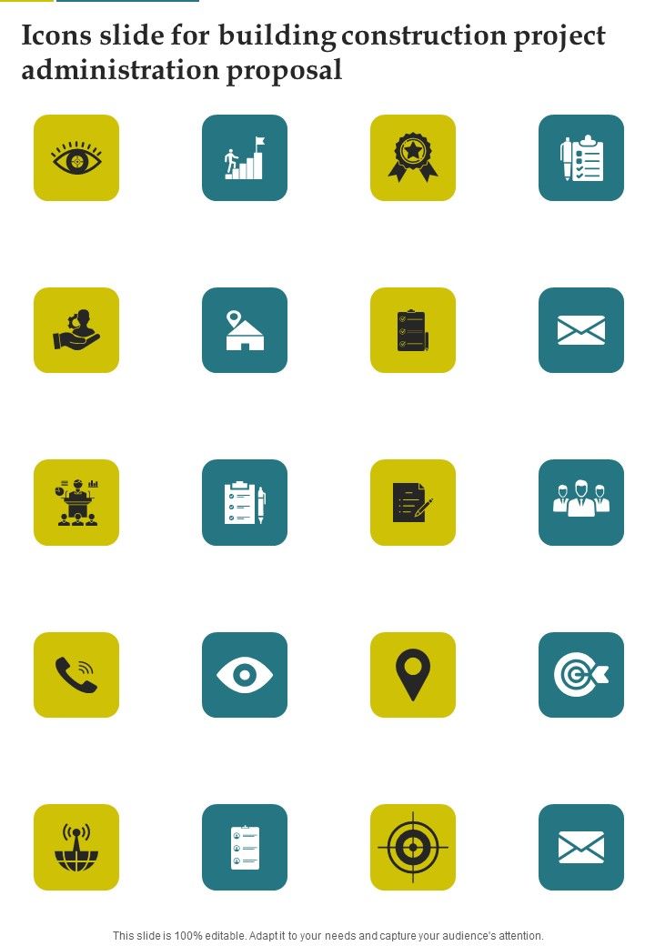 Icons Slide For Building Construction Project Administration Proposal One Pager Sample Example Document Slide01