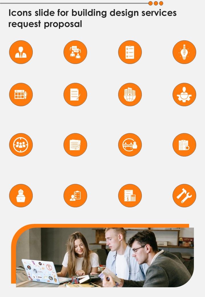 Icons Slide For Building Design Services Request Proposal One Pager Sample Example Document Slide01
