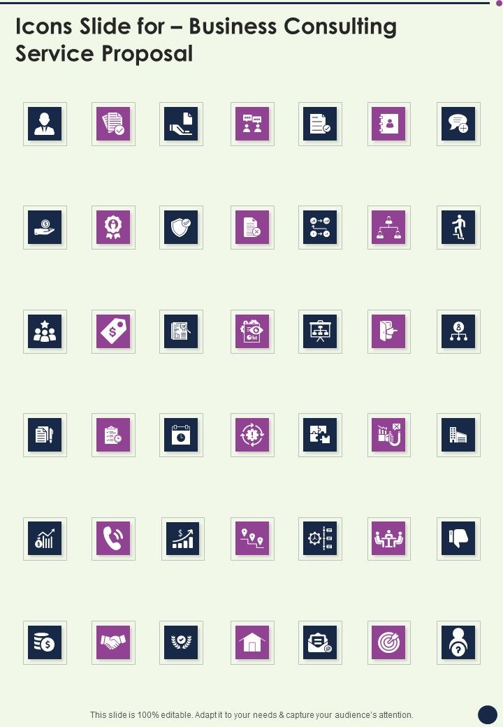 Icons Slide For Business Consulting Service Proposal One Pager Sample Example Document Slide01
