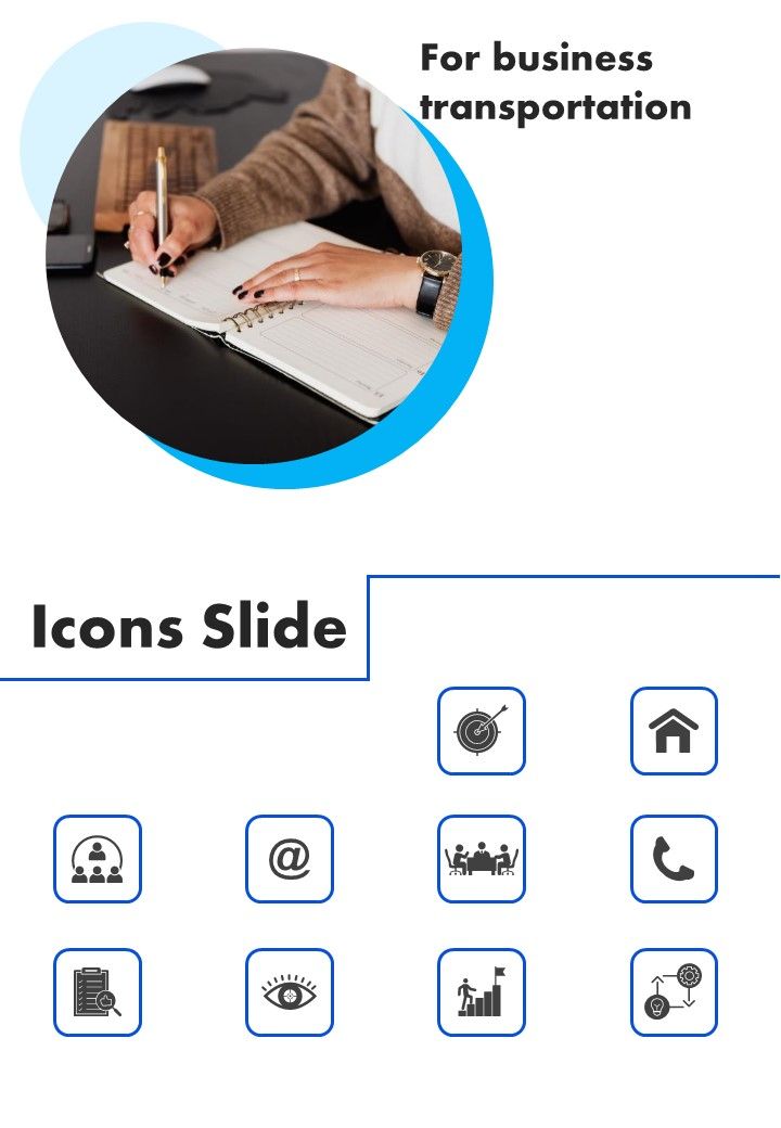 Icons Slide For Business Transportation One Pager Sample Example Document Slide01