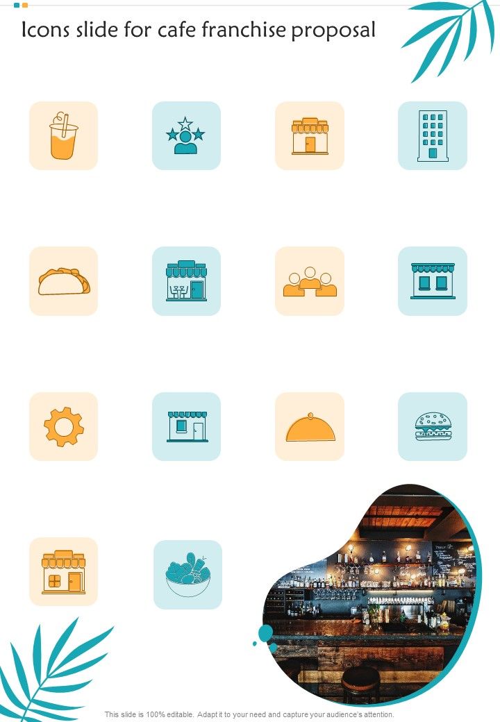 Icons Slide For Cafe Franchise Proposal One Pager Sample Example Document Slide01